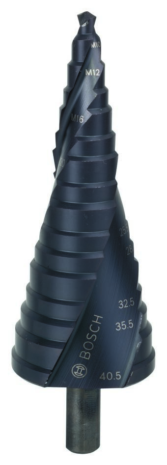 Bosch Bleu Accessoires 2608588071 Forets étagés HSS-AlTiN M10-M40 à queue 3 cannelures (pour presse-étoupes)