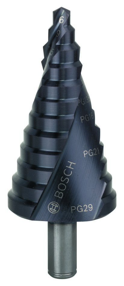 Bosch Bleu Accessoires 2608588072 Forets étagés HSS-AlTiN 6-37 mm à queue 3 cannelures (pour presse-étoupes)