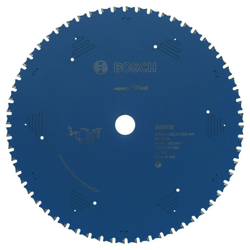 Bosch Bleu Accessoires 2608643060 Lame de scie circulaire carbure Expert pour acier 305 x 25.4 x 60T