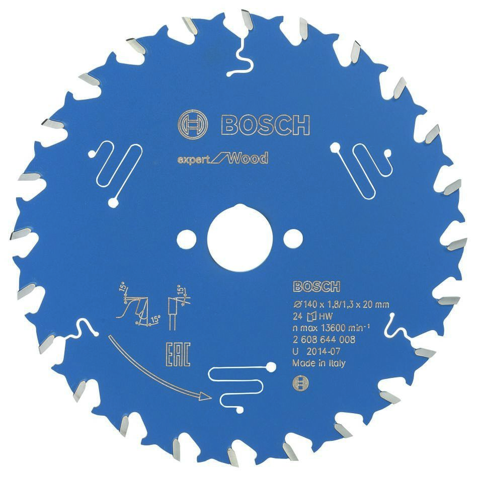 Bosch Bleu Accessoires 2608644008 Lame de scie circulaire carbure Expert pour bois 140 x 20 x 24T