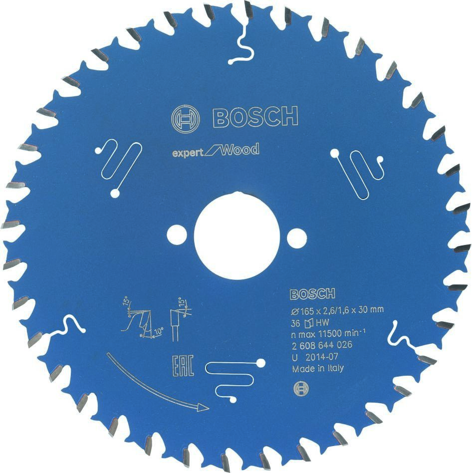 Bosch Bleu Accessoires 2608644026 Lame de scie circulaire carbure Expert pour bois 165 x 30 x 36T