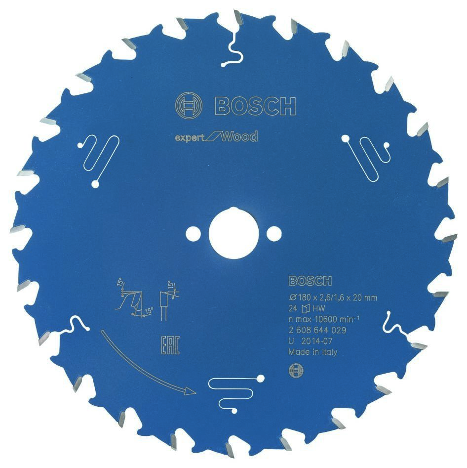 Bosch Bleu Accessoires 2608644029 Lame de scie circulaire carbure Expert pour bois 180 x 20 x 24T