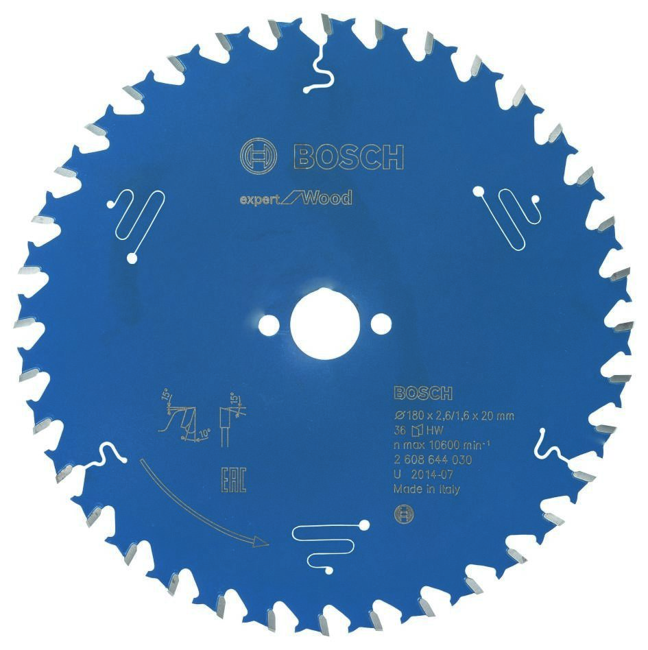Bosch Bleu Accessoires 2608644030 Lame de scie circulaire carbure Expert pour bois 180 x 20 x 36T
