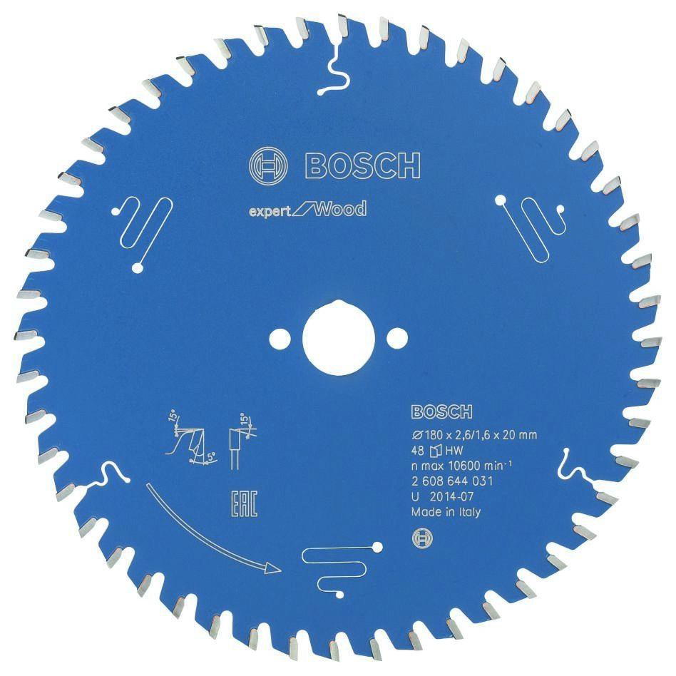 Bosch Bleu Accessoires 2608644031 Lame de scie circulaire carbure Expert pour bois 180 x 20 x 48T