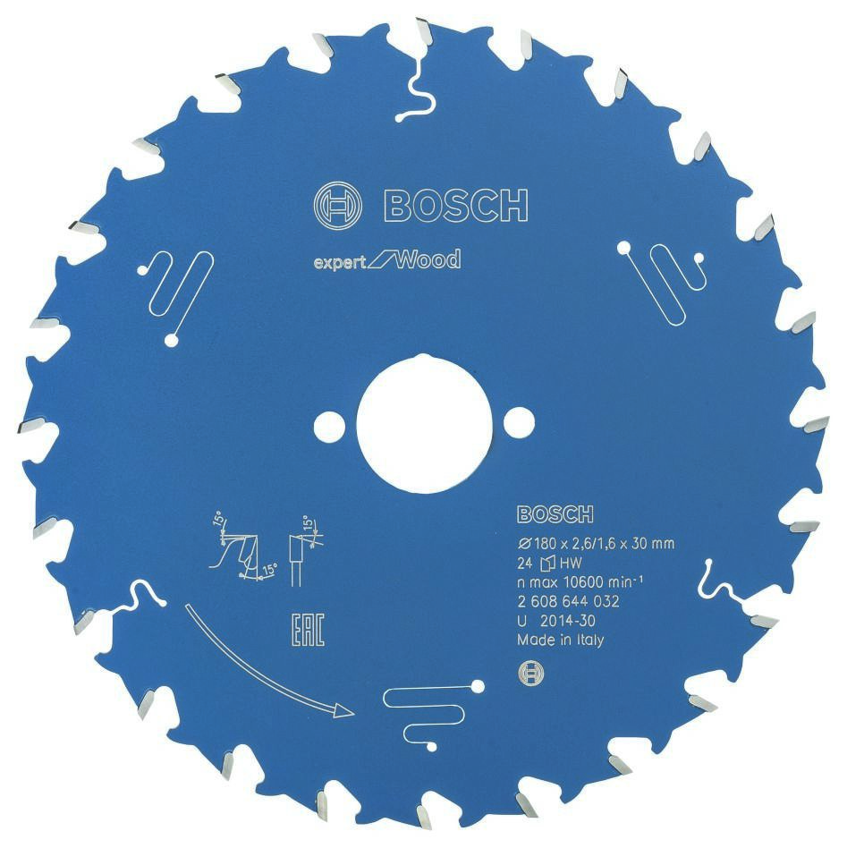 Bosch Bleu Accessoires 2608644032 Lame de scie circulaire carbure Expert pour bois 180 x 30 x 24T