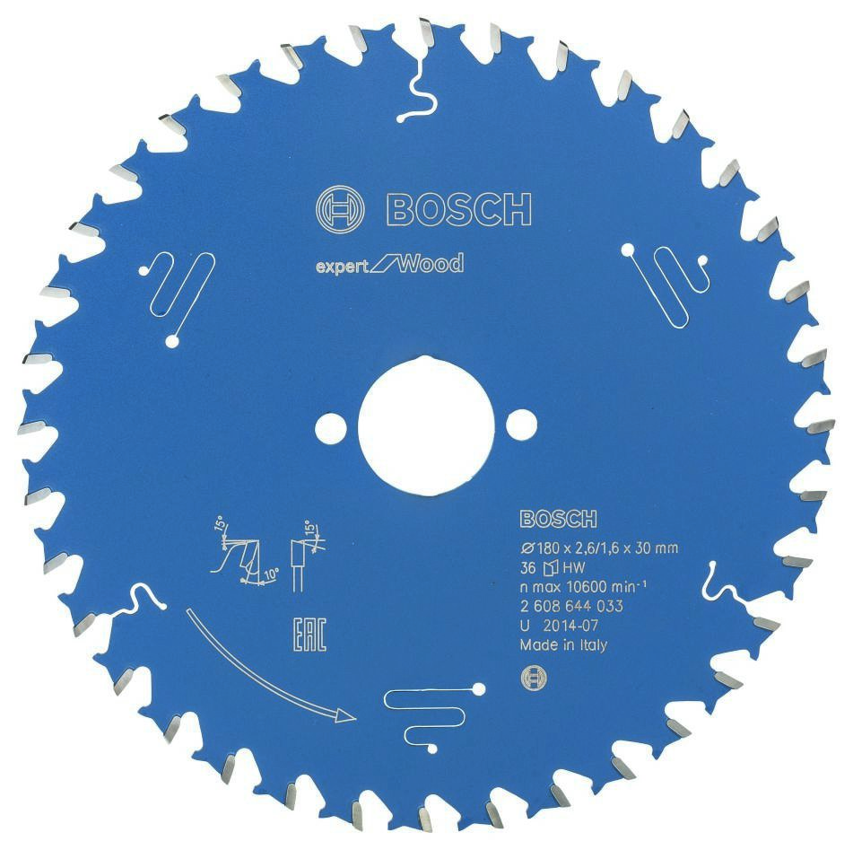 Bosch Bleu Accessoires 2608644033 Lame de scie circulaire carbure Expert pour bois 180 x 30 x 36T