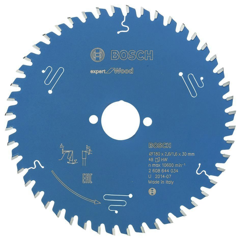 Bosch Bleu Accessoires 2608644034 Lame de scie circulaire carbure Expert pour bois 180 x 30 x 48T
