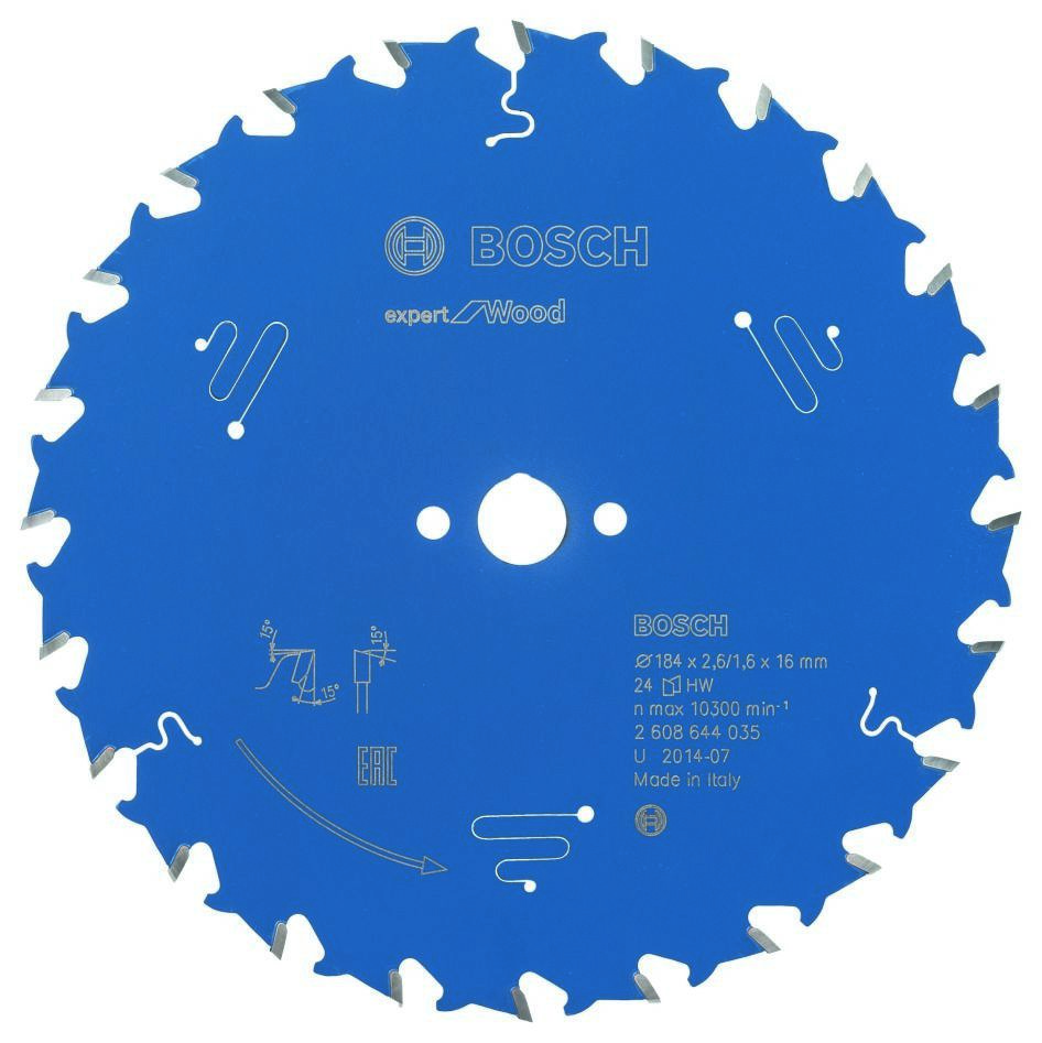 Bosch Bleu Accessoires 2608644035 Lame de scie circulaire carbure Expert pour bois 184 x 16 x 24T
