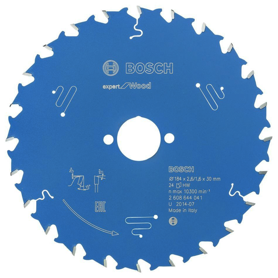 Bosch Bleu Accessoires 2608644041 Lame de scie circulaire carbure Expert pour bois 184 x 30 x 24T