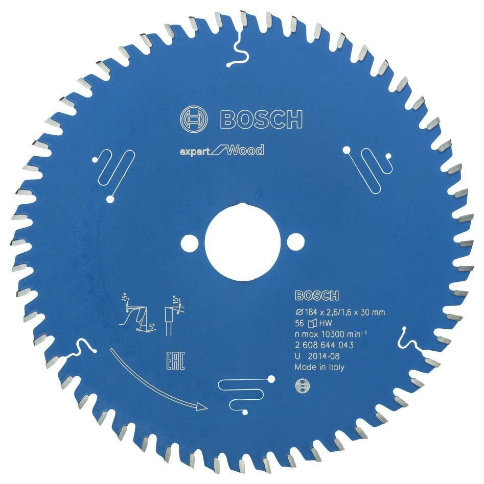 Bosch Bleu Accessoires 2608644043 Lame de scie circulaire carbure Expert pour bois 184 x 30 x 56T
