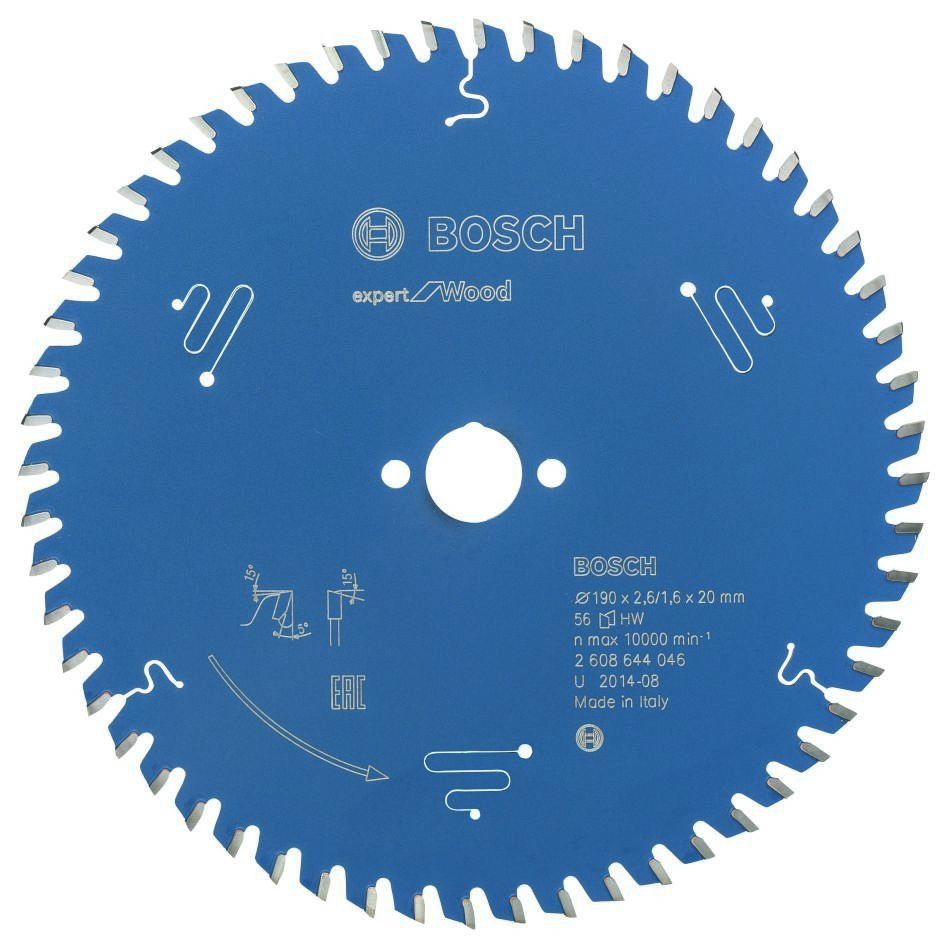 Bosch Bleu Accessoires 2608644046 Lame de scie circulaire carbure Expert pour bois 190 x 20 x 56T