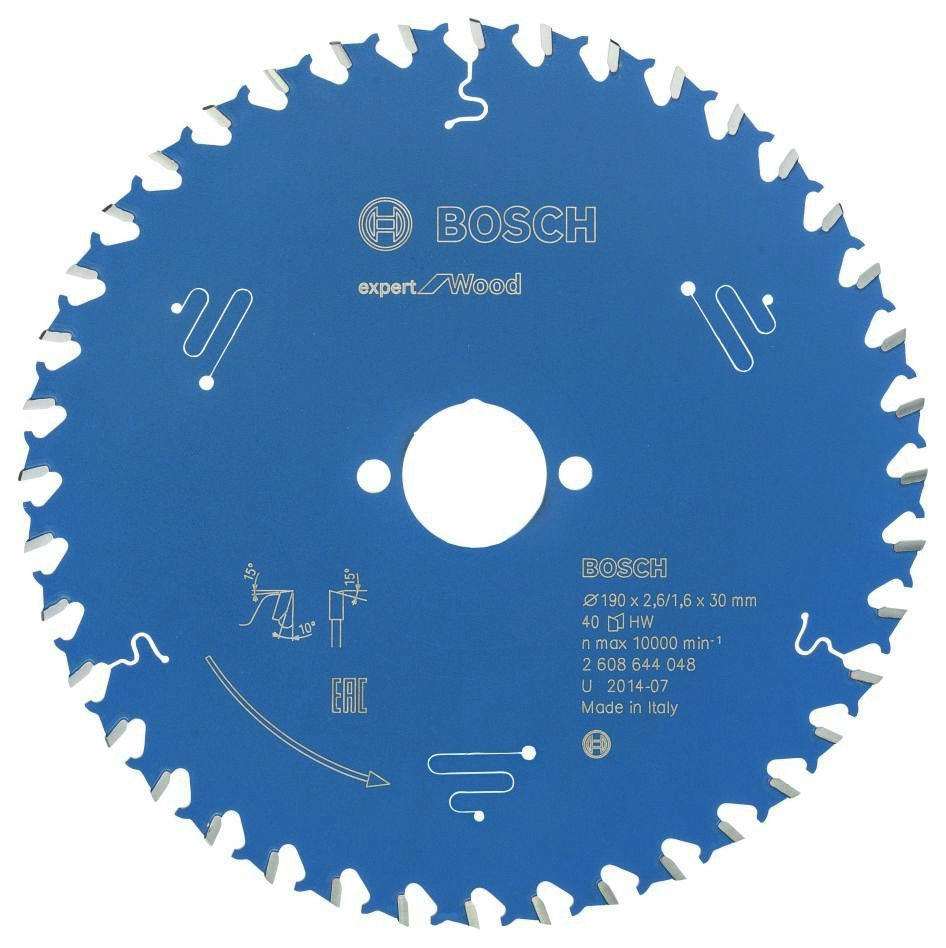 Bosch Bleu Accessoires 2608644048 Lame de scie circulaire carbure Expert pour bois 190 x 30 x 40T