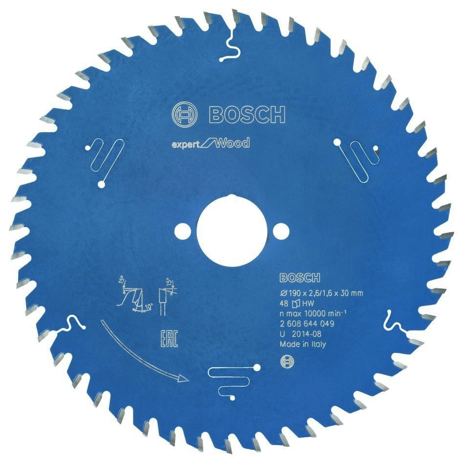 Bosch Bleu Accessoires 2608644049 Lame de scie circulaire carbure Expert pour bois 190 x 30 x 48T
