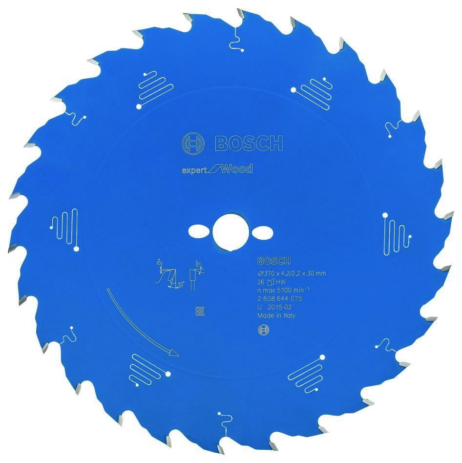 Bosch Bleu Accessoires 2608644075 Lame de scie circulaire carbure Expert pour bois 370 x 30 x 26T
