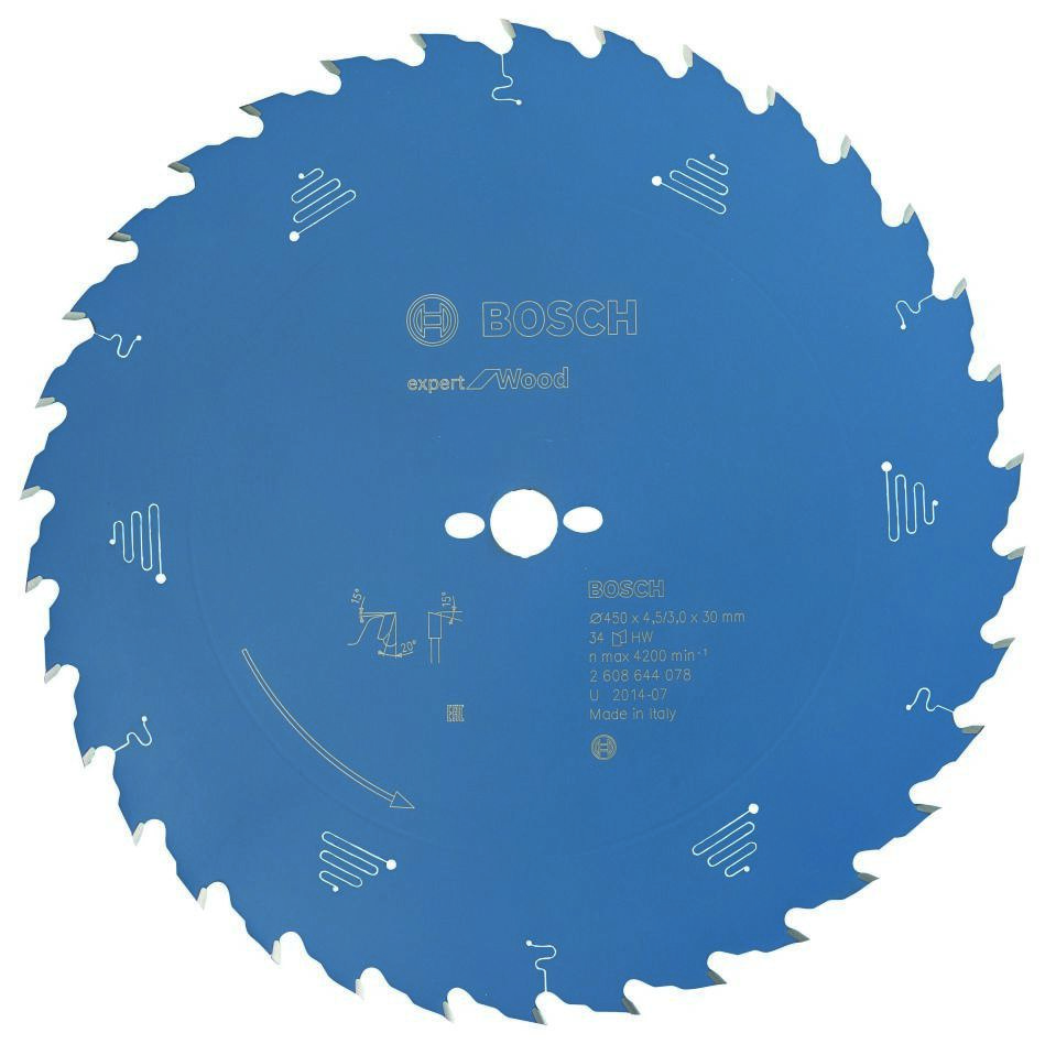 Bosch Bleu Accessoires 2608644078 Lame de scie circulaire carbure Expert pour bois 450 x 30 x 34T