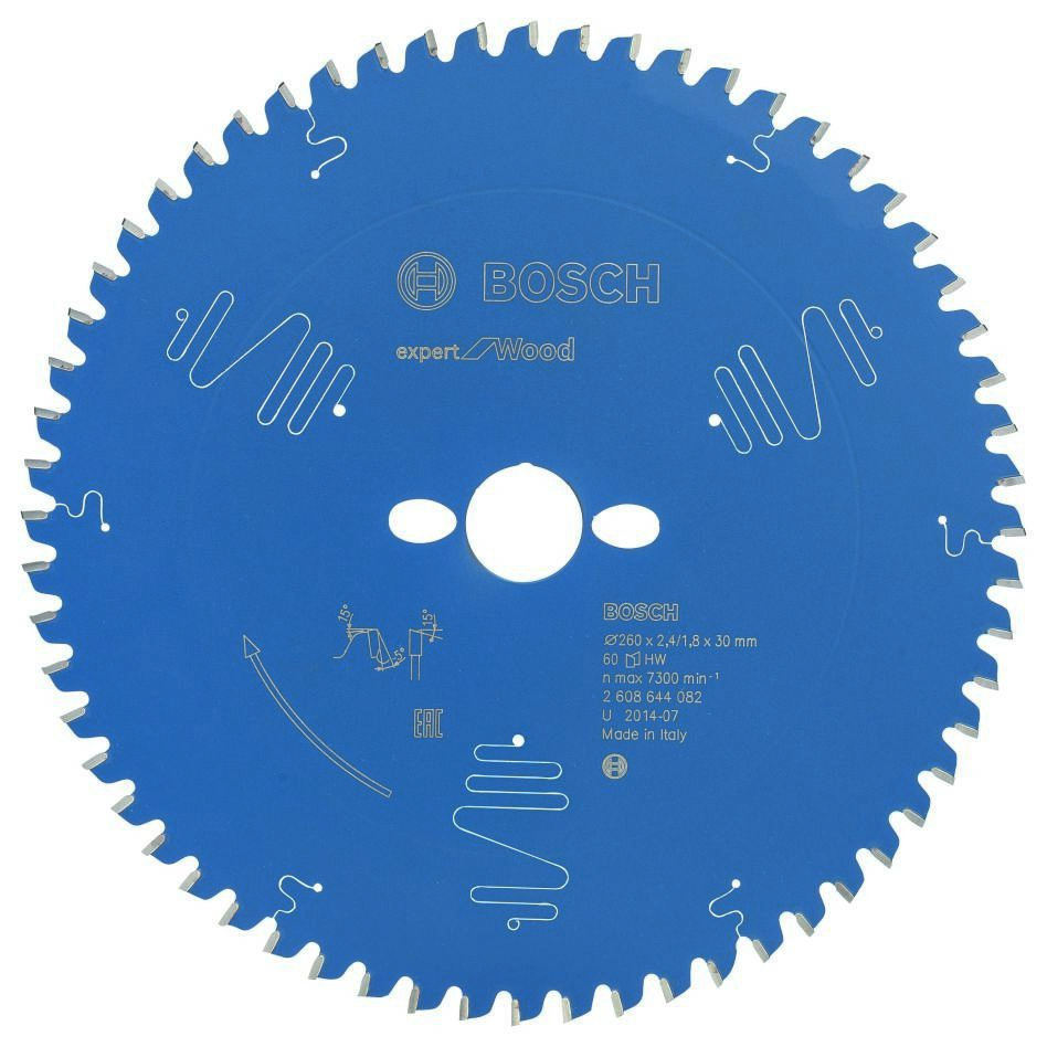Bosch Bleu Accessoires 2608644082 Lame de scie circulaire carbure Expert pour bois 260 x 30 x 60T
