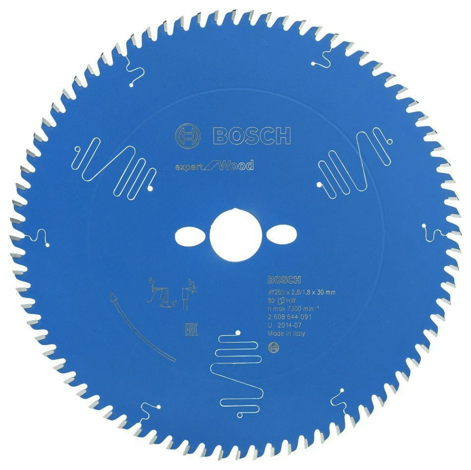 Bosch Bleu Accessoires 2608644091 Lame de scie circulaire carbure Expert pour bois 260 x 30 x 80T