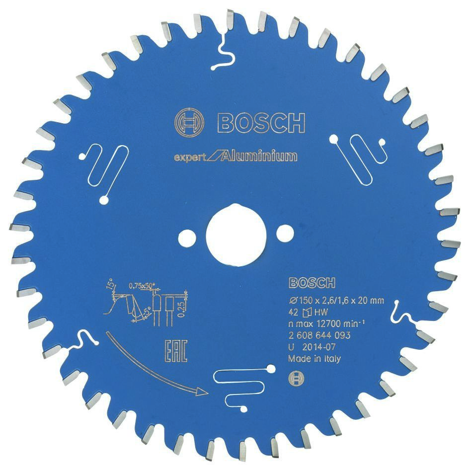 Bosch Bleu Accessoires 2608644093 Lame de scie circulaire carbure Expert pour aluminium 150 x 20 x 42T