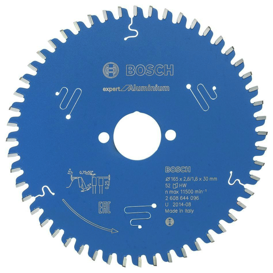Bosch Bleu Accessoires 2608644096 Lame de scie circulaire carbure Expert pour aluminium 165 x 30 x 52T