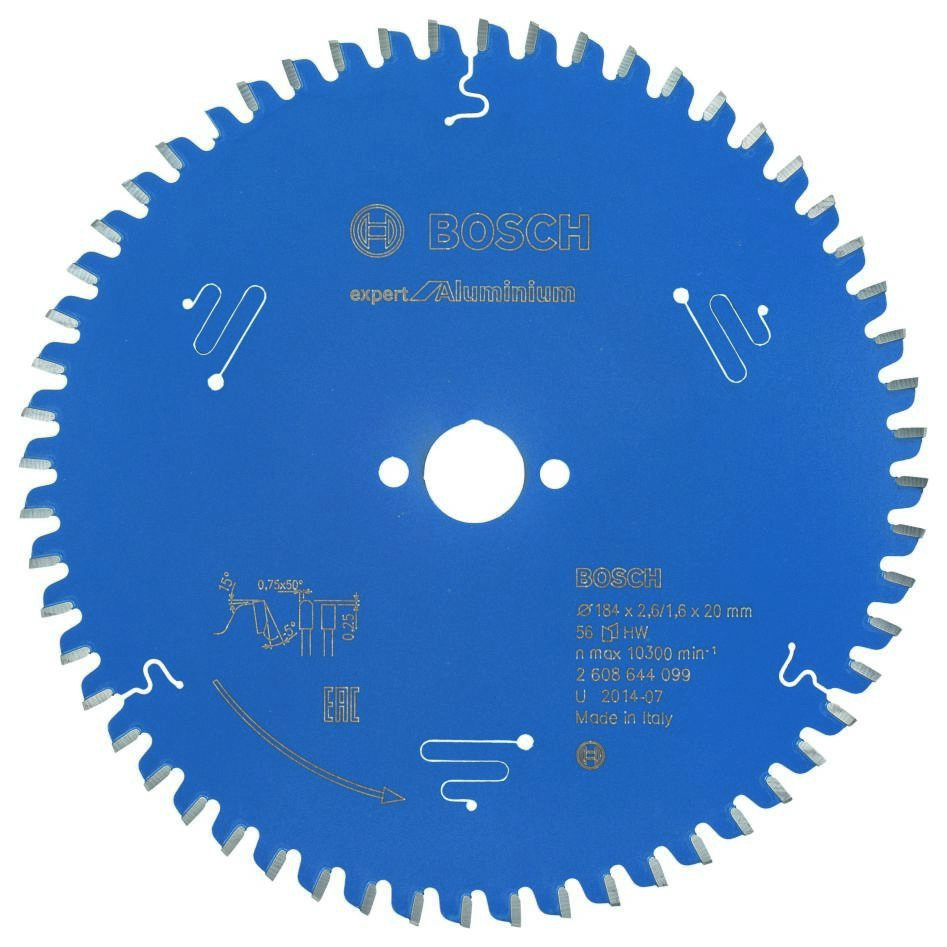 Bosch Bleu Accessoires 2608644099 Lame de scie circulaire carbure Expert pour aluminium 184 x 20 x 56T