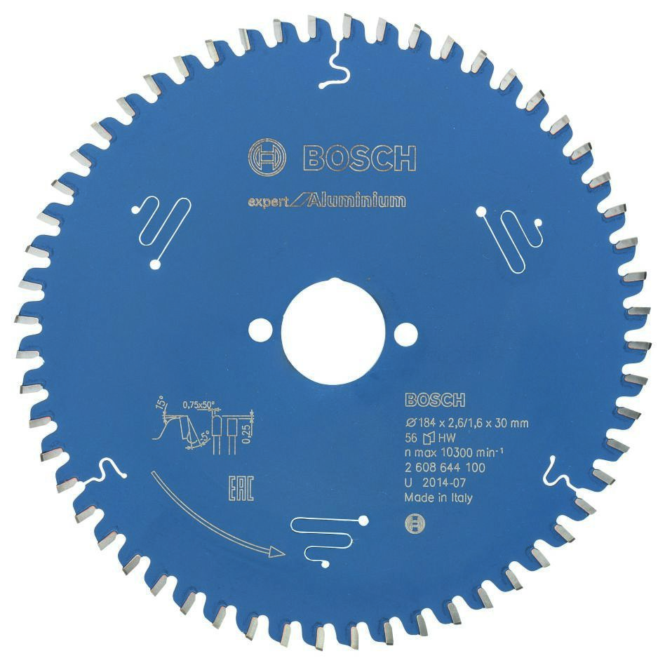 Bosch Bleu Accessoires 2608644100 Lame de scie circulaire carbure Expert pour aluminium 184 x 30 x 56T