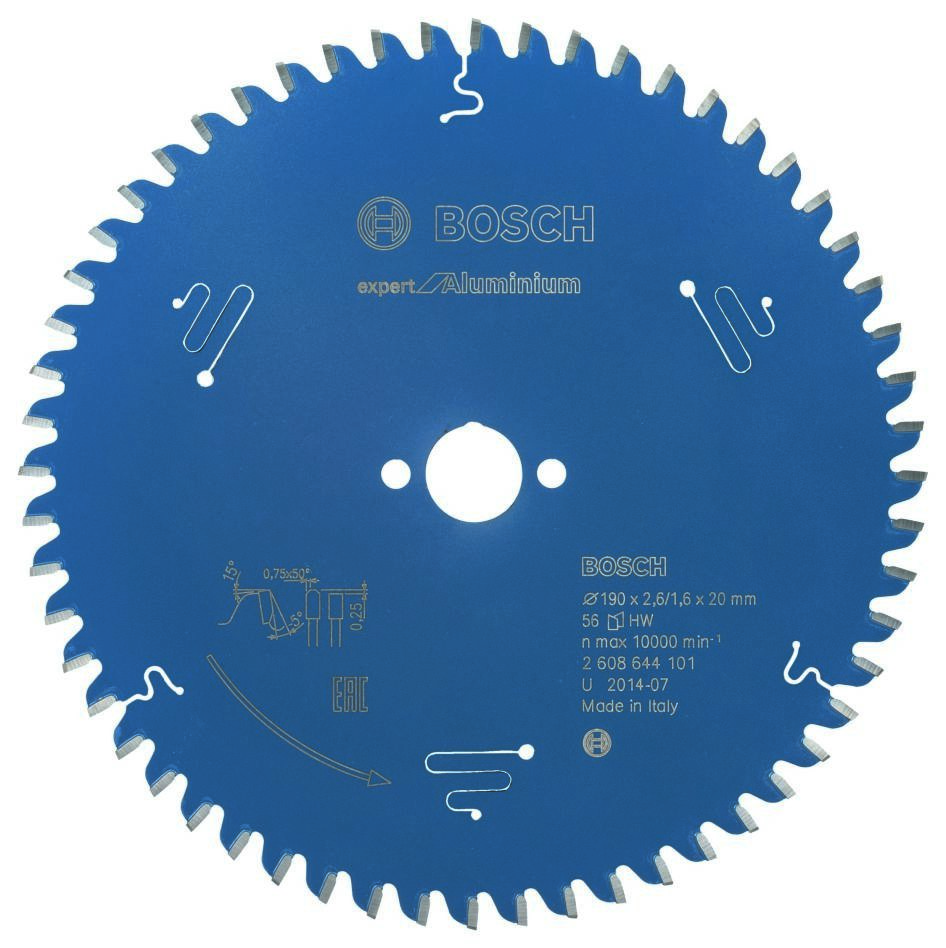 Bosch Bleu Accessoires 2608644101 Lame de scie circulaire carbure Expert pour aluminium 190 x 20 x 56T