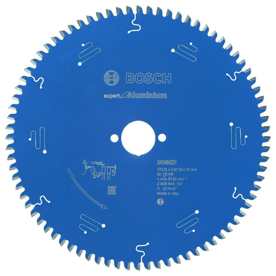 Bosch Bleu Accessoires 2608644107 Lame de scie circulaire carbure Expert pour aluminium 235 x 30 x 80T
