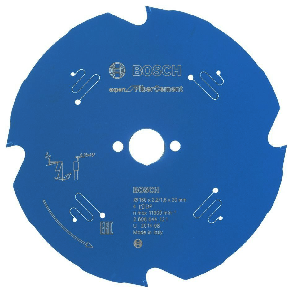 Bosch Bleu Accessoires 2608644121 Lame de scie circulaire en carbure Fibre ciment Expert 160 x 20 x 4T