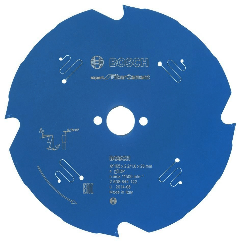 Bosch Bleu Accessoires 2608644122 Lame de scie circulaire en carbure Fibre Cement Expert 165 x 20 x 4T