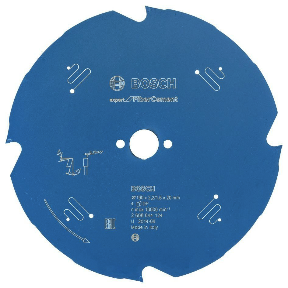 Bosch Bleu Accessoires 2608644124 Lame de scie circulaire carbure Expert pour Fibre Cement 190 x 20 x 4T