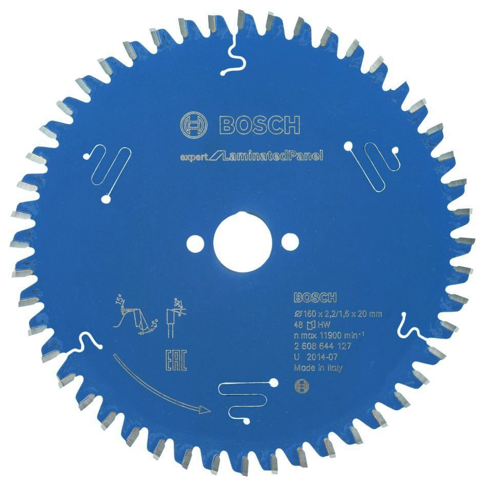 Bosch Bleu Accessoires 2608644127 Lame de scie circulaire carbure Expert pour panneaux stratifiés 160 x 20 x 48T