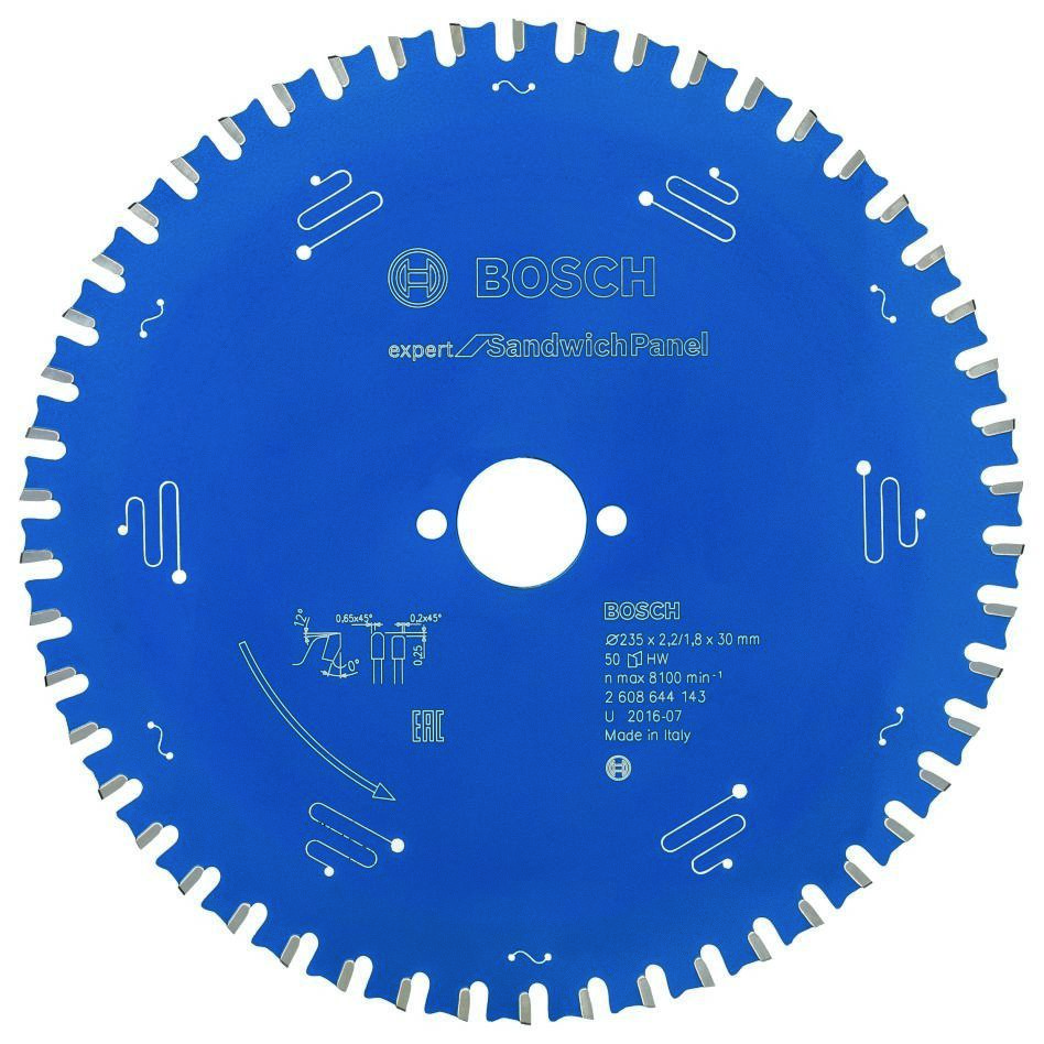 Bosch Bleu Accessoires 2608644143 Lame de scie circulaire carbure Expert pour panneau sandwich 235 x 30 x 50T