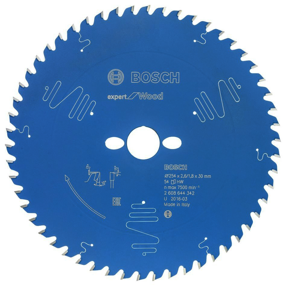 Bosch Bleu Accessoires 2608644342 Lame de scie circulaire carbure Expert pour bois 254 x 30 x 54T