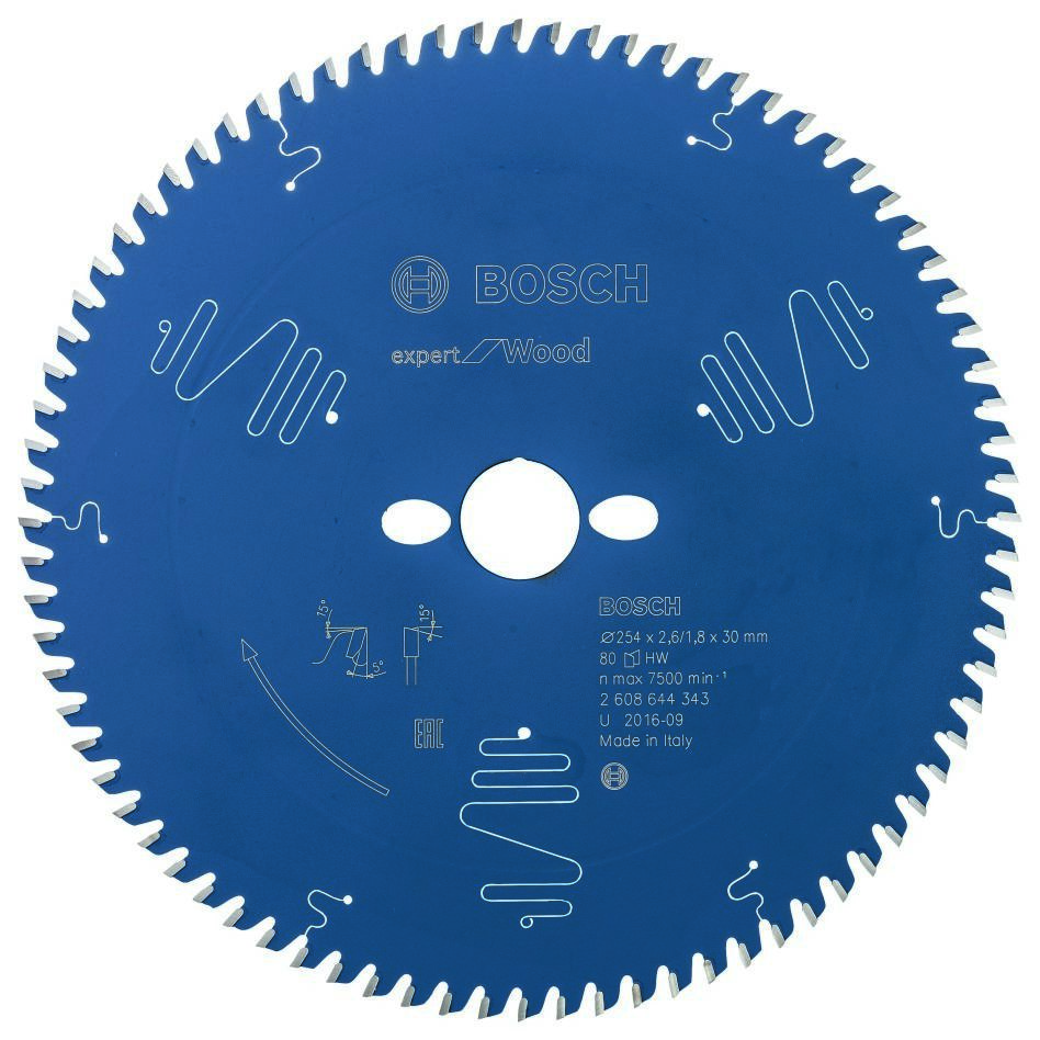Bosch Bleu Accessoires 2608644343 Lame de scie circulaire carbure Expert pour bois 254 x 30 x 80T