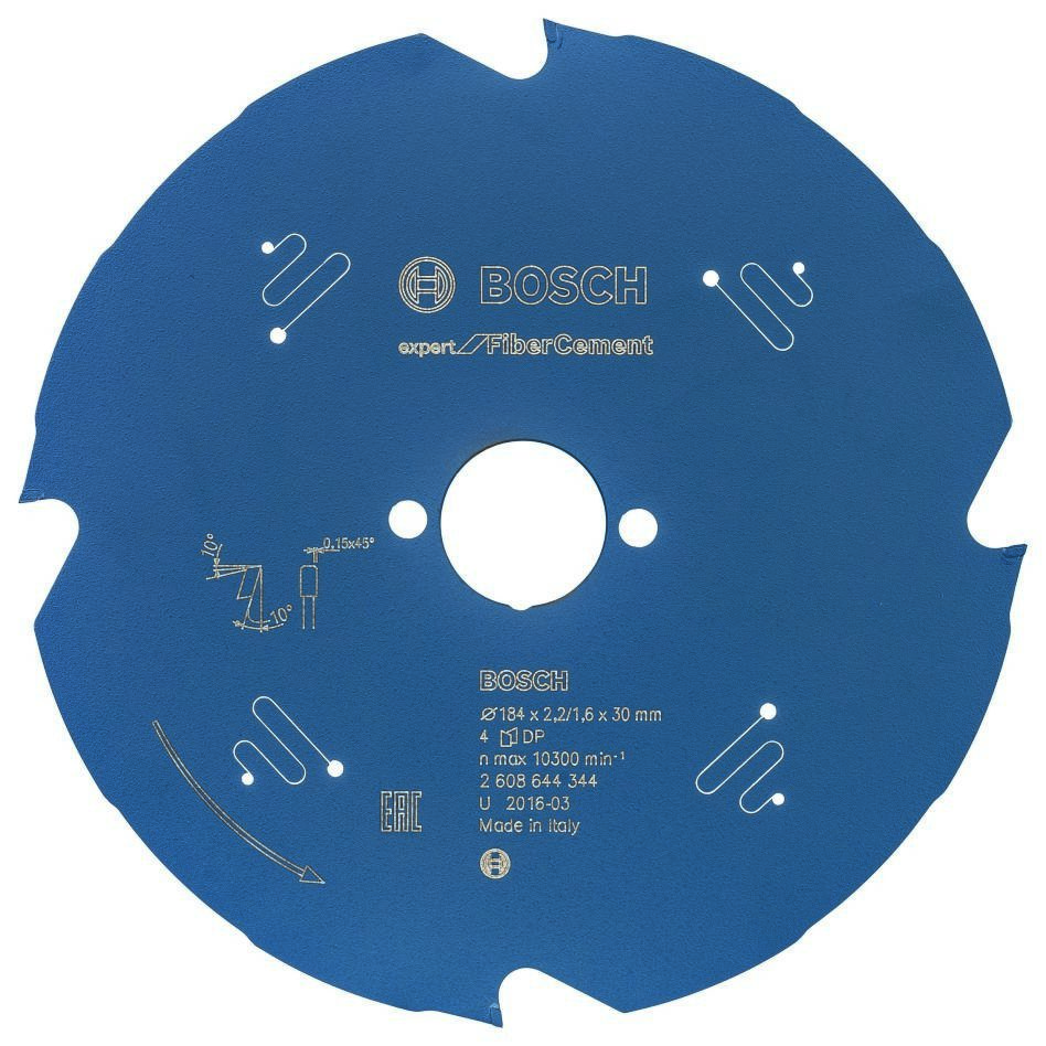 Bosch Bleu Accessoires 2608644344 Lame de scie circulaire carbure Expert pour Fibre Cement 184 x 30 x 4T