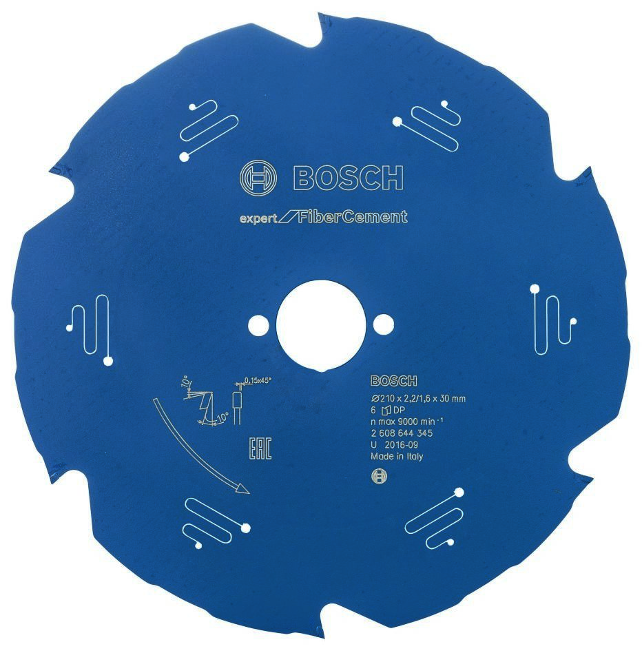 Bosch Bleu Accessoires 2608644345 Lame de scie circulaire carbure Expert pour Fibre Cement 210 x 30 x 6T