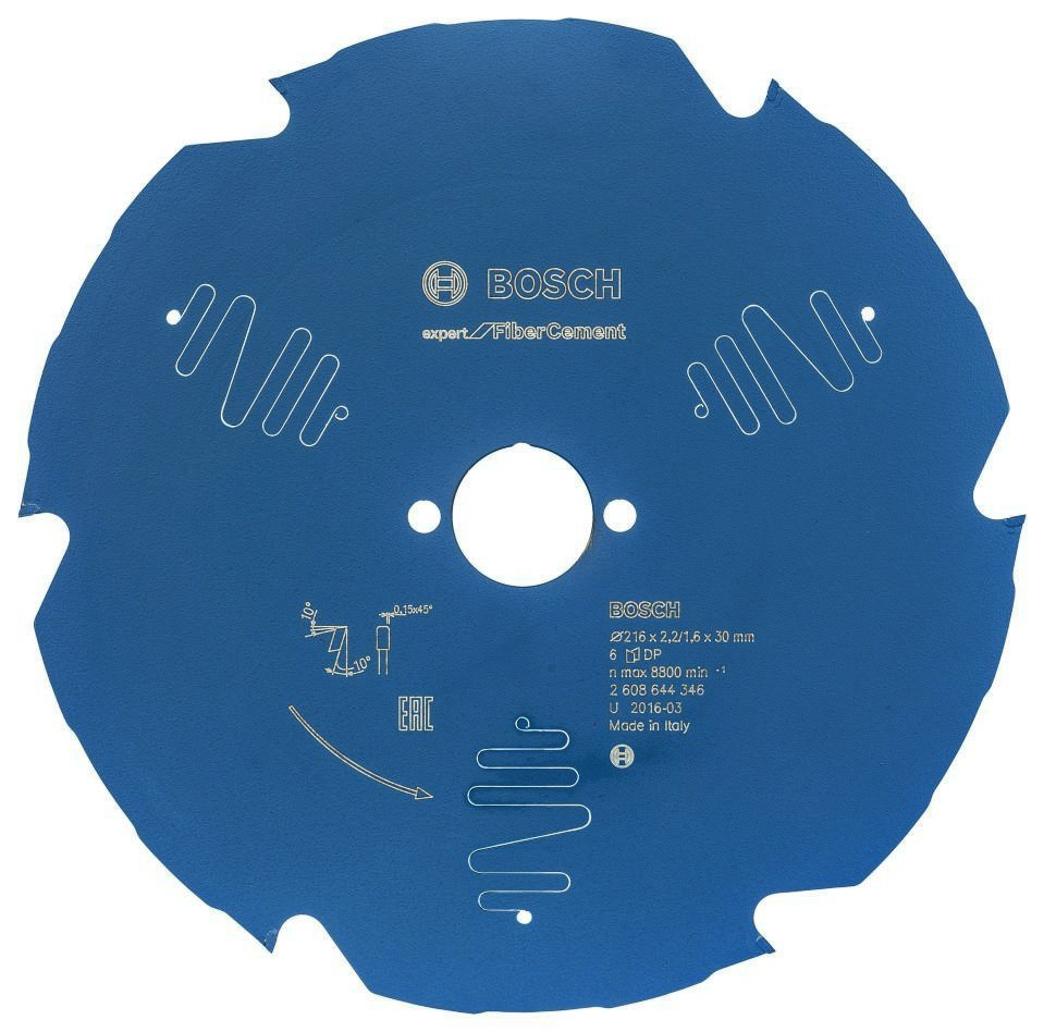 Bosch Bleu Accessoires 2608644346 Lame de scie circulaire carbure Expert pour Fibre Cement 216 x 30 x 6T