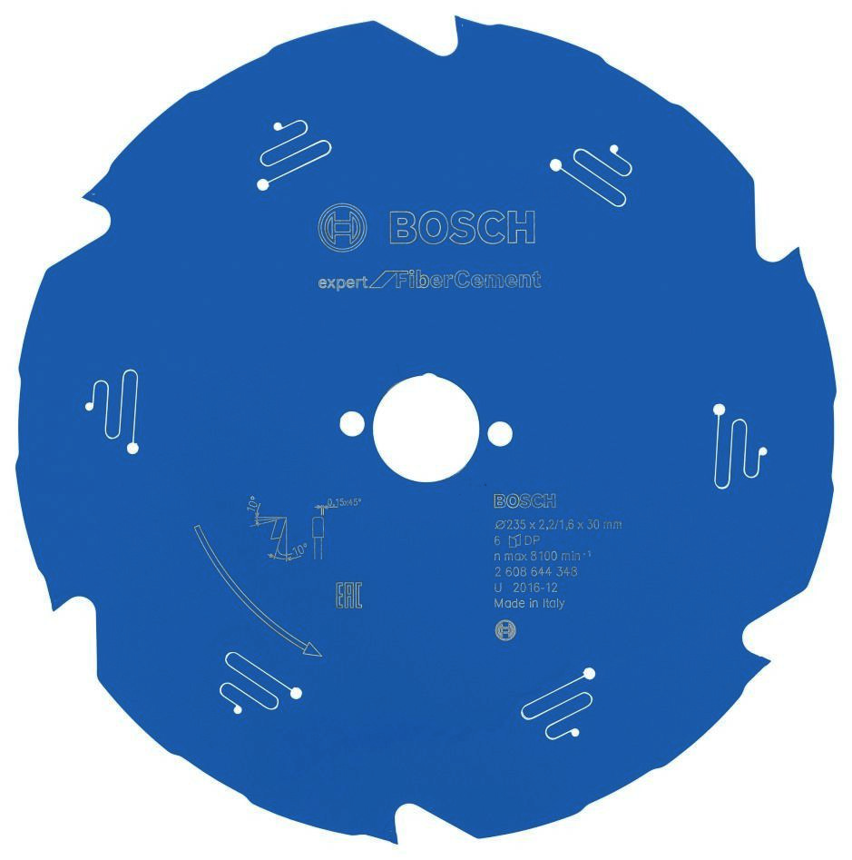 Bosch Bleu Accessoires 2608644348 Lame de scie circulaire carbure Expert pour Fibre Cement 235 x 30 x 6T