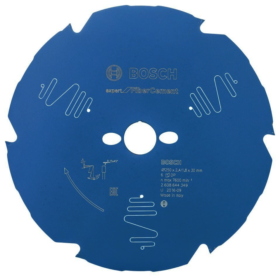 Bosch Bleu Accessoires 2608644349 Lame de scie circulaire carbure Expert pour Fibre Cement 250 x 30 x 6T