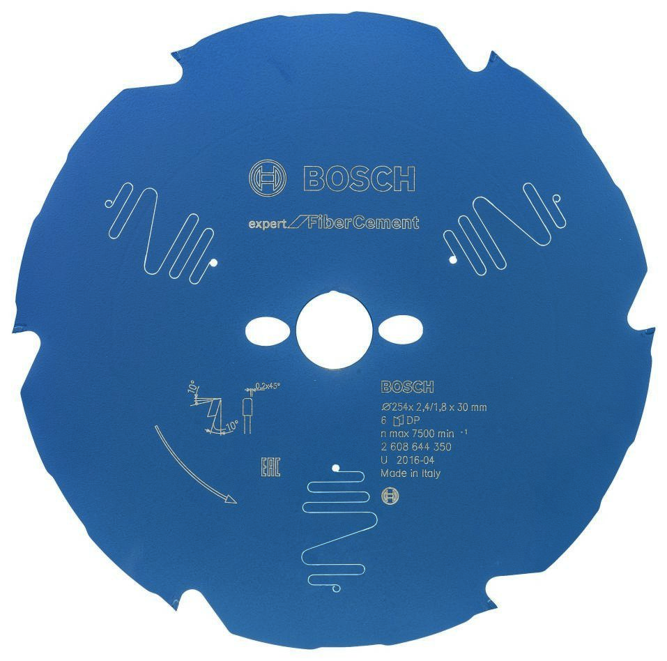 Bosch Bleu Accessoires 2608644350 Lame de scie circulaire carbure Expert pour Fibre Cement 254 x 30 x 6T