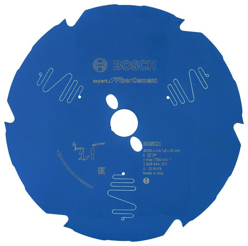 Bosch Bleu Accessoires 2608644351 Lame de scie circulaire carbure Expert pour Fibre Cement 260 x 30 x 6T