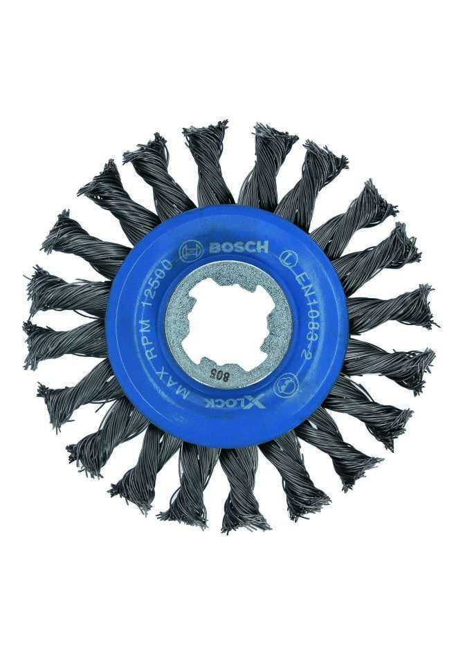 Bosch Bleu Accessoires 2608620731 Brosse à disque X-LOCK lourde pour métal 115 mm de fil d'acier torsadé
