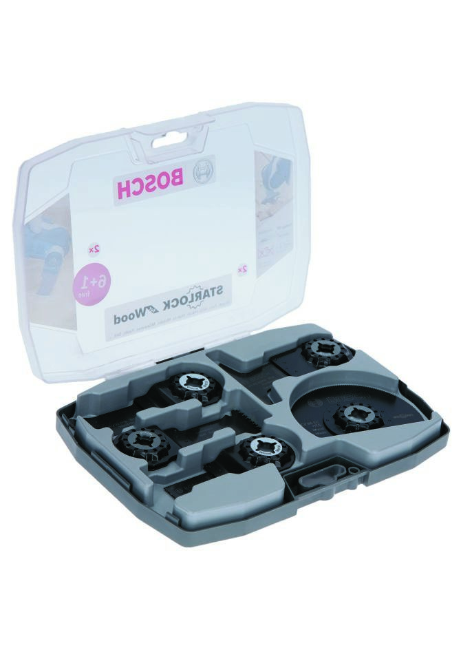 Bosch Bleu Accessoires 2608664623 Set d'accessoires 7 pièces en bois pour outils multiples Bosch avec connexion starLock