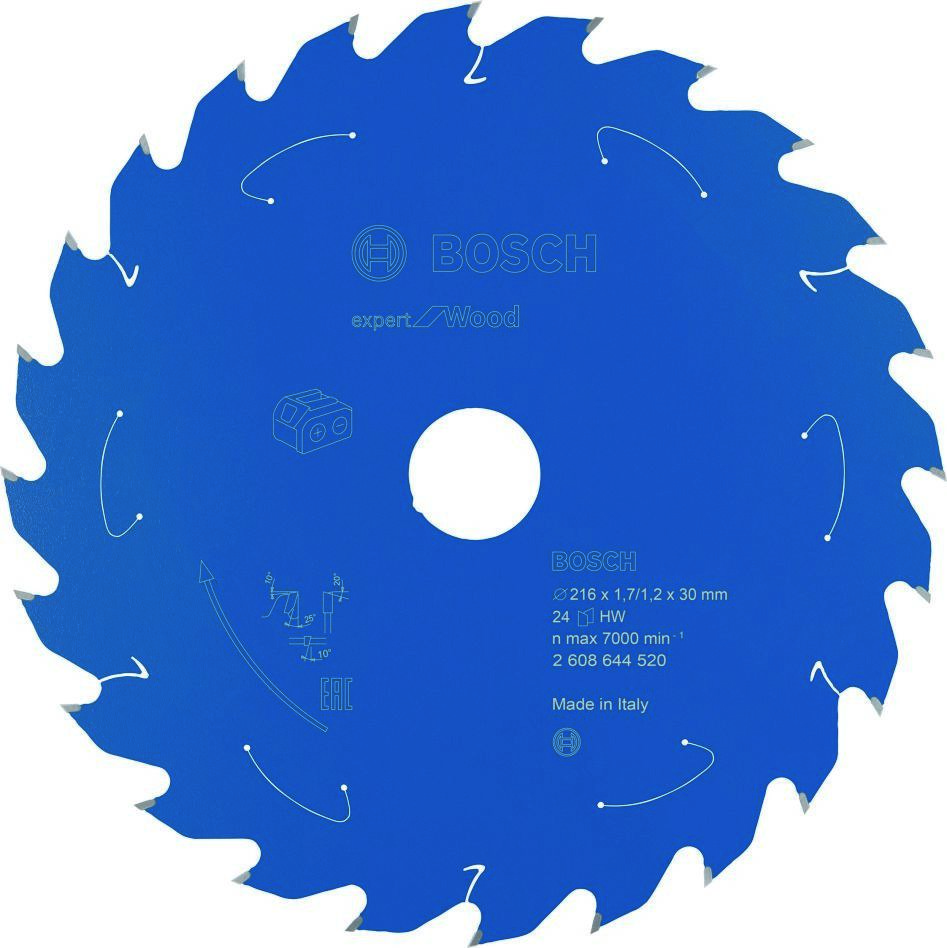 Bosch Bleu Accessoires 2608644520 Lame de scie circulaire carbure Wood Expert pour scies sans fil 216 x 30 x T24