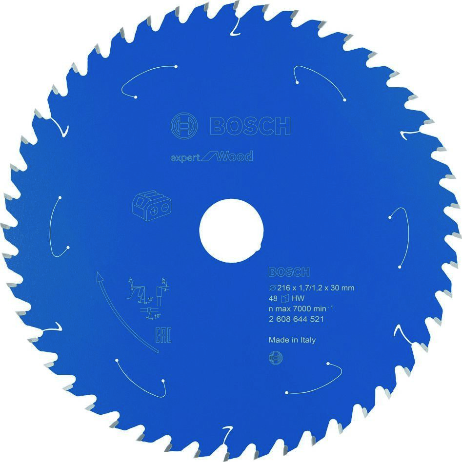Bosch Bleu Accessoires 2608644521 Lame de scie circulaire carbure Wood Expert pour scies sans fil 216 x 30 x T48
