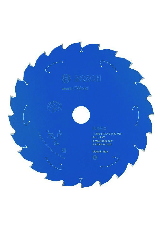 Bosch Bleu Accessoires 2608644522 Lame de scie circulaire carbure Wood Expert pour scies sans fil 250 x 30 T24