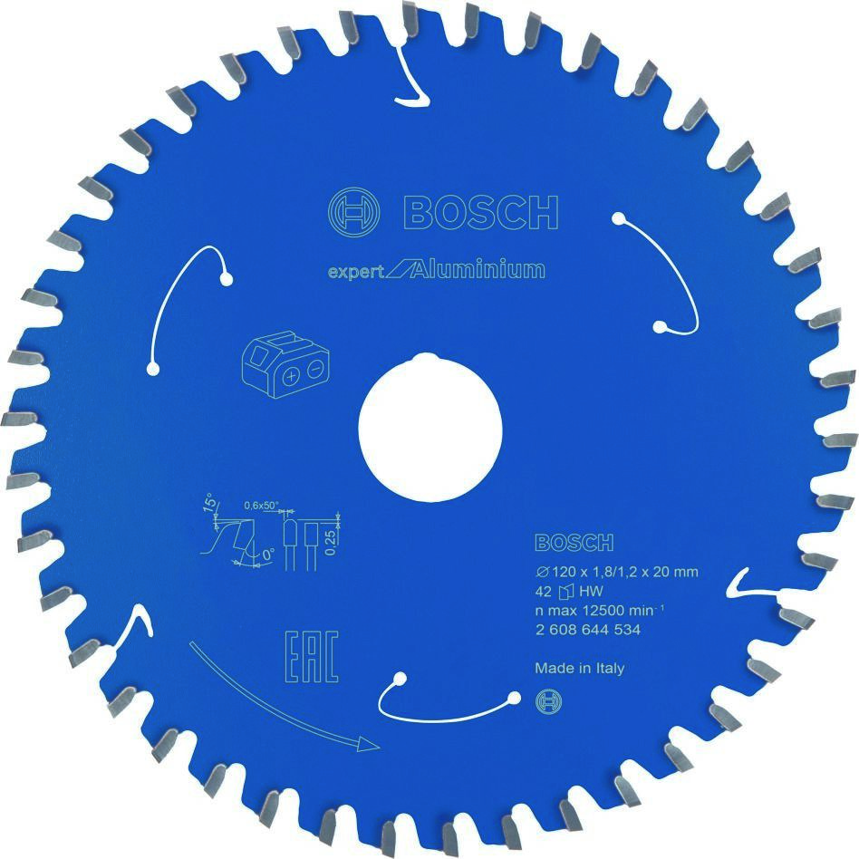 Bosch Bleu Accessoires 2608644534 Lame de scie circulaire carbure Aluminium Expert pour scies sans fil 120 x 20 x T42