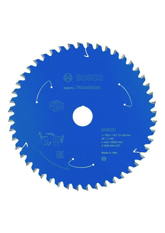 Bosch Bleu Accessoires 2608644537 Lame de scie circulaire carbure Aluminium Expert pour scies sans fil 150 x 20 x T48