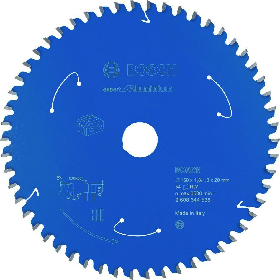 Bosch Bleu Accessoires 2608644538 Lame de scie circulaire carbure Aluminium Expert pour scies sans fil 160 x 20 x T54