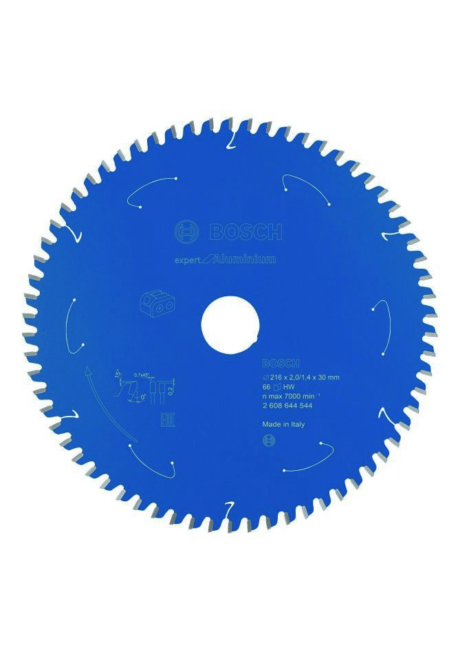 Bosch Bleu Accessoires 2608644544 Lame de scie circulaire carbure Aluminium Expert pour scies sans fil 216 x 30 x T66